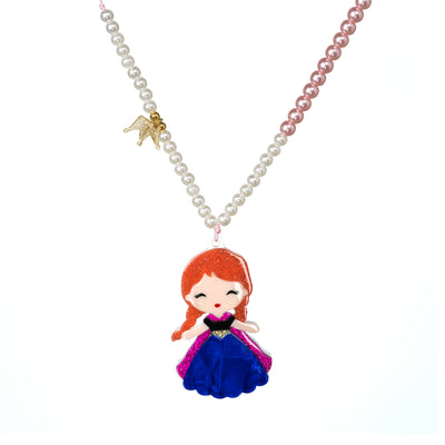 Cute Doll Dark Blue Dress Necklace -  Lilies & Roses NY