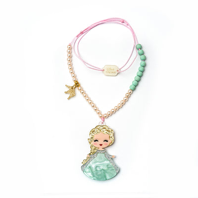 Cute Doll Light Green Dress Necklace -  Lilies & Roses NY