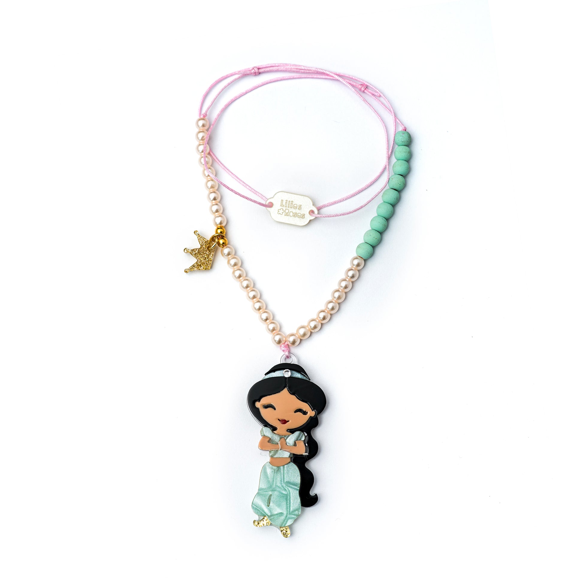 Cute Doll Black Hair Necklace -  Lilies & Roses NY