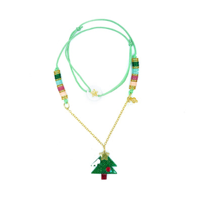 Tree Christmas Green Necklace HOL