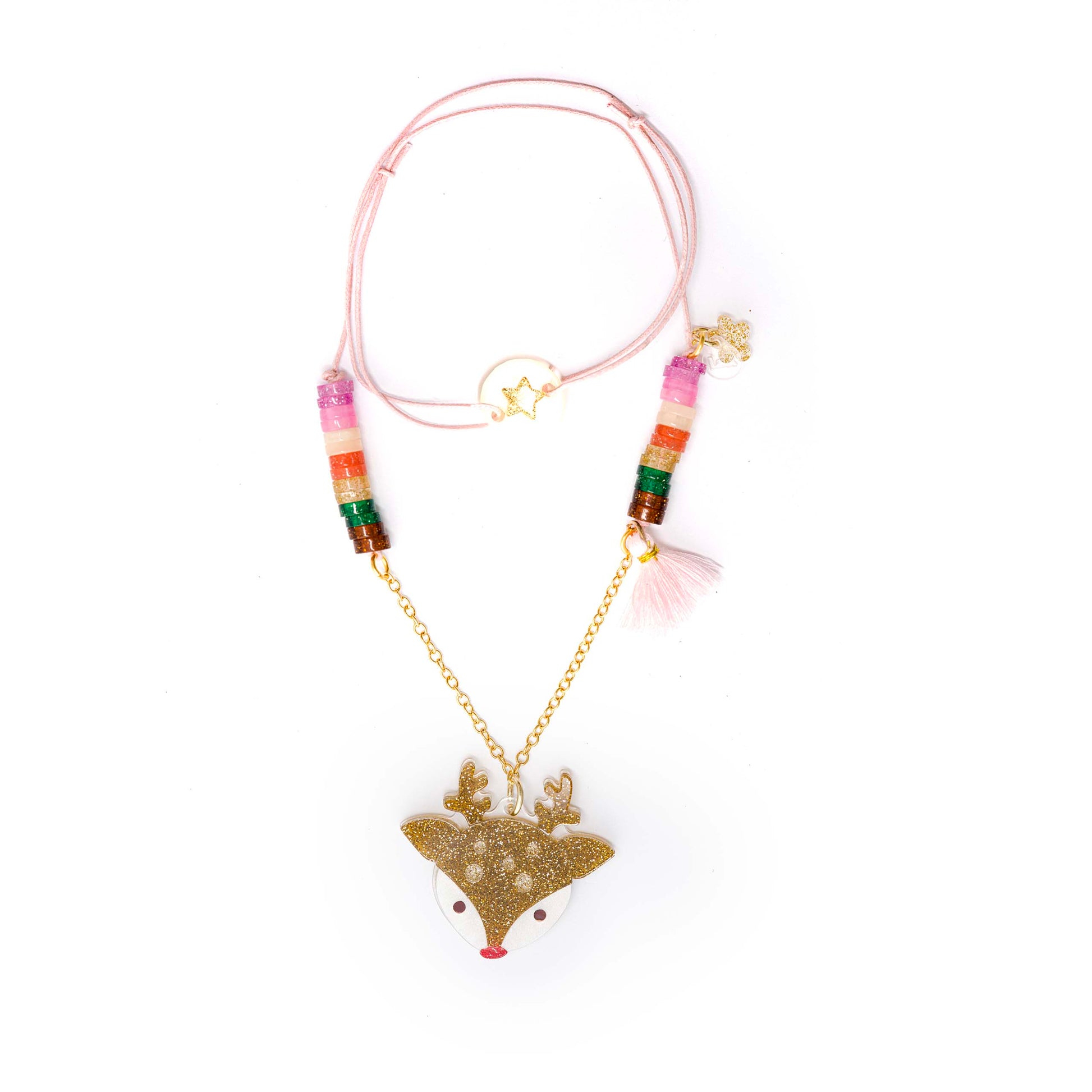 HOL25- Reindeer Glitter Brown Necklace