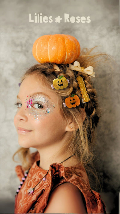 Double Pumpkin Pearlized Hair Clips HAL