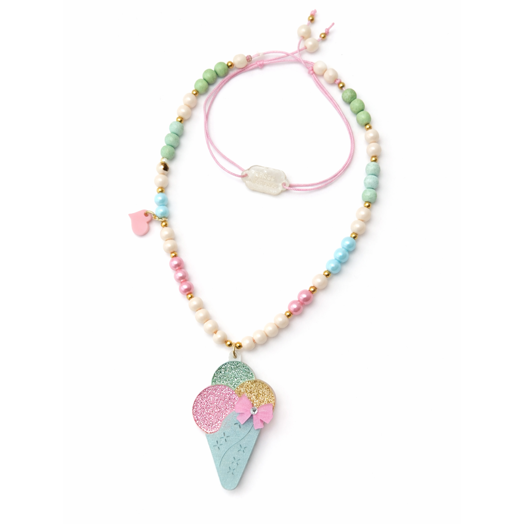 Ice Cream Cone Glitter Pastel Necklace -SUM -  Lilies & Roses NY