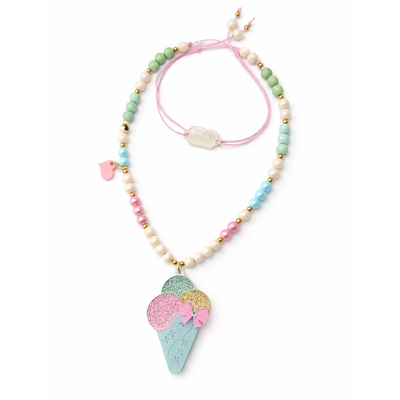 Ice Cream Cone Glitter Pastel Necklace -SUM -  Lilies & Roses NY