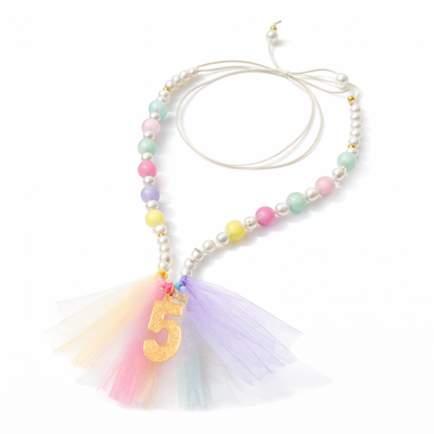 Number 5 Gold Glitter Necklace -  Lilies & Roses NY