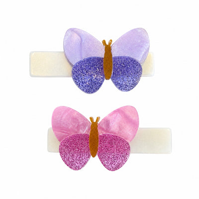 Butterflies Shimmer Lilac Pink Hair Clips -  Lilies & Roses NY