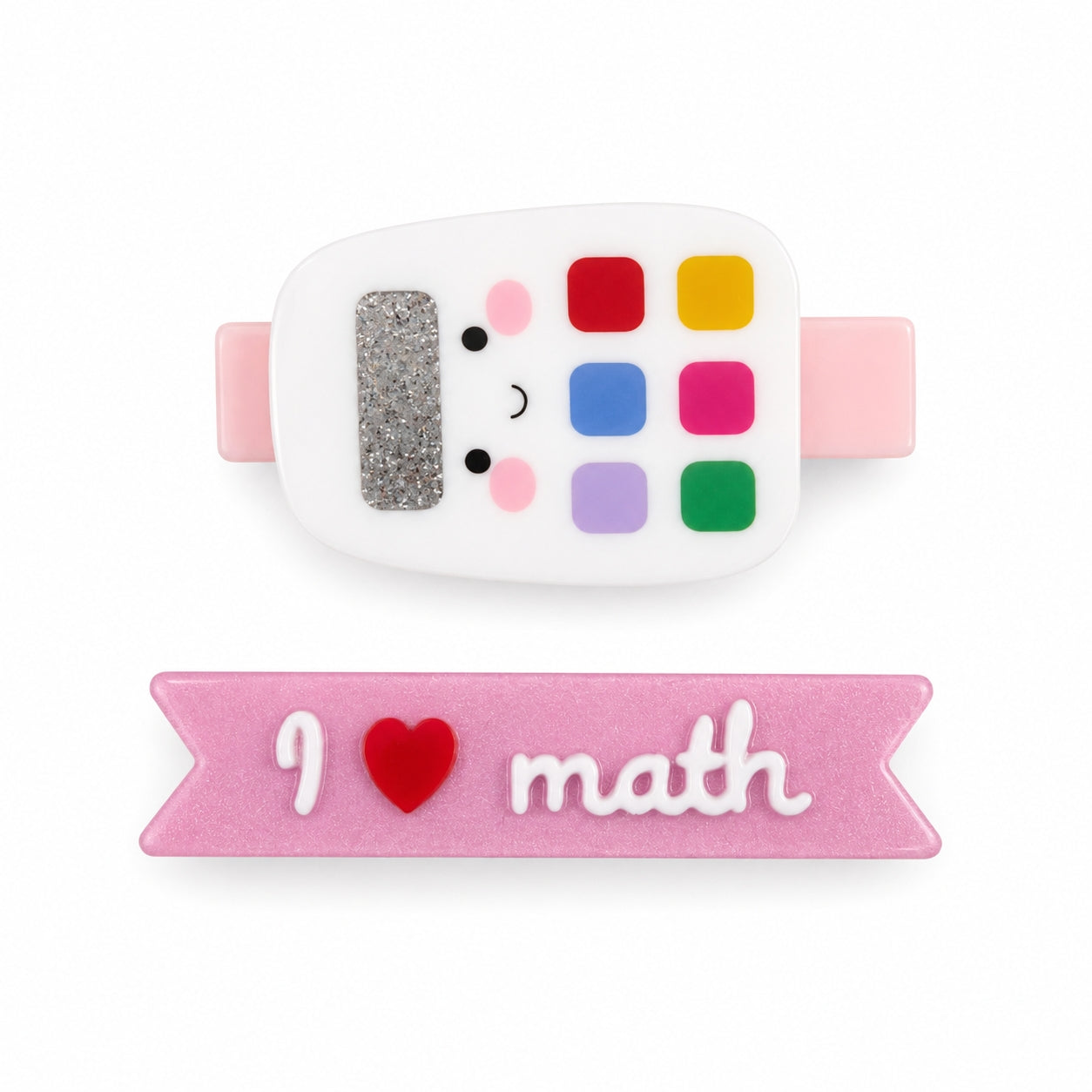 I Love Math Calculator Pink Hair Clips