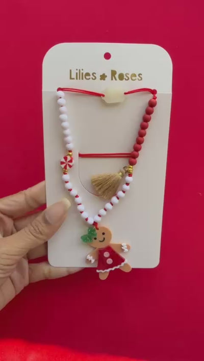 HOL25- Gingerbread Girl Red Necklace