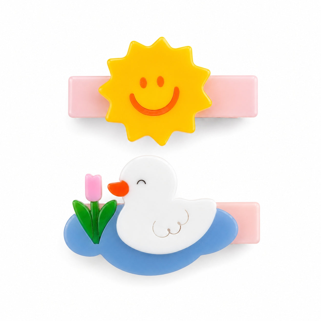 Sun & Swan Pink Hair Clips
