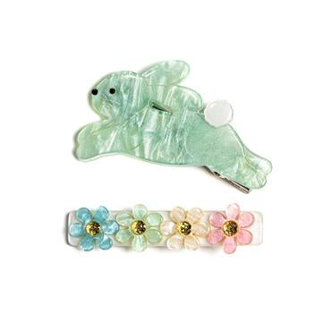 Hop Bunny Pearlized Mint Alligator Clips