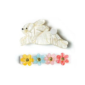 Hop Bunny Pearlized Gold Alligator Clips