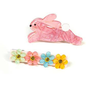 Hop Bunny Pearlized Pink  Alligator Clips