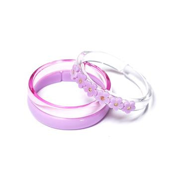 Purple Flowers + Crystal Bangles
