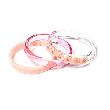 Coral Flower + Crystal Bangles