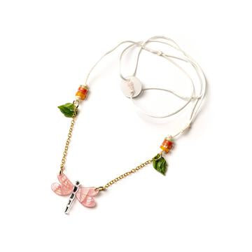 Dragonfly Pink Satin Necklace