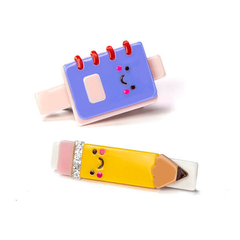 BTS23- Notebook Blue & Pencil Alligator Clip