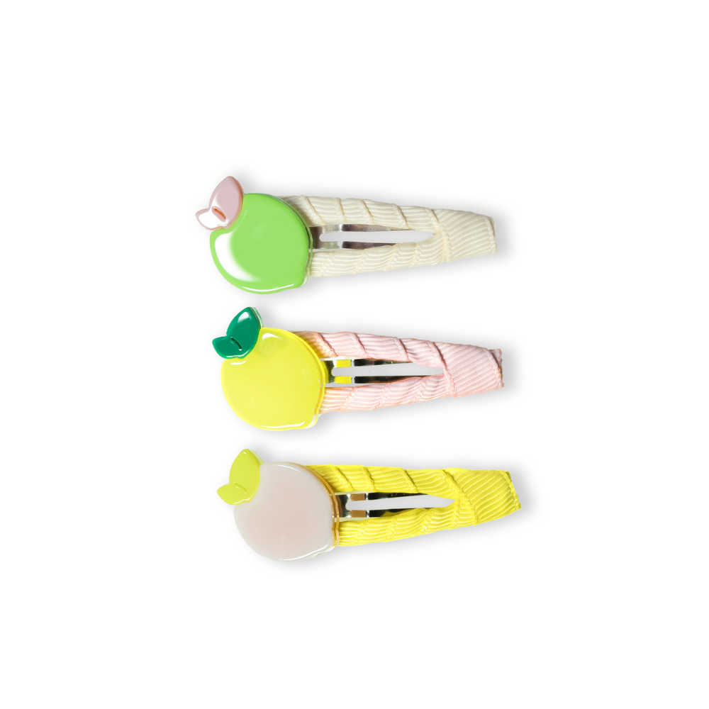 Lemon Fabric Covered Snap Clips