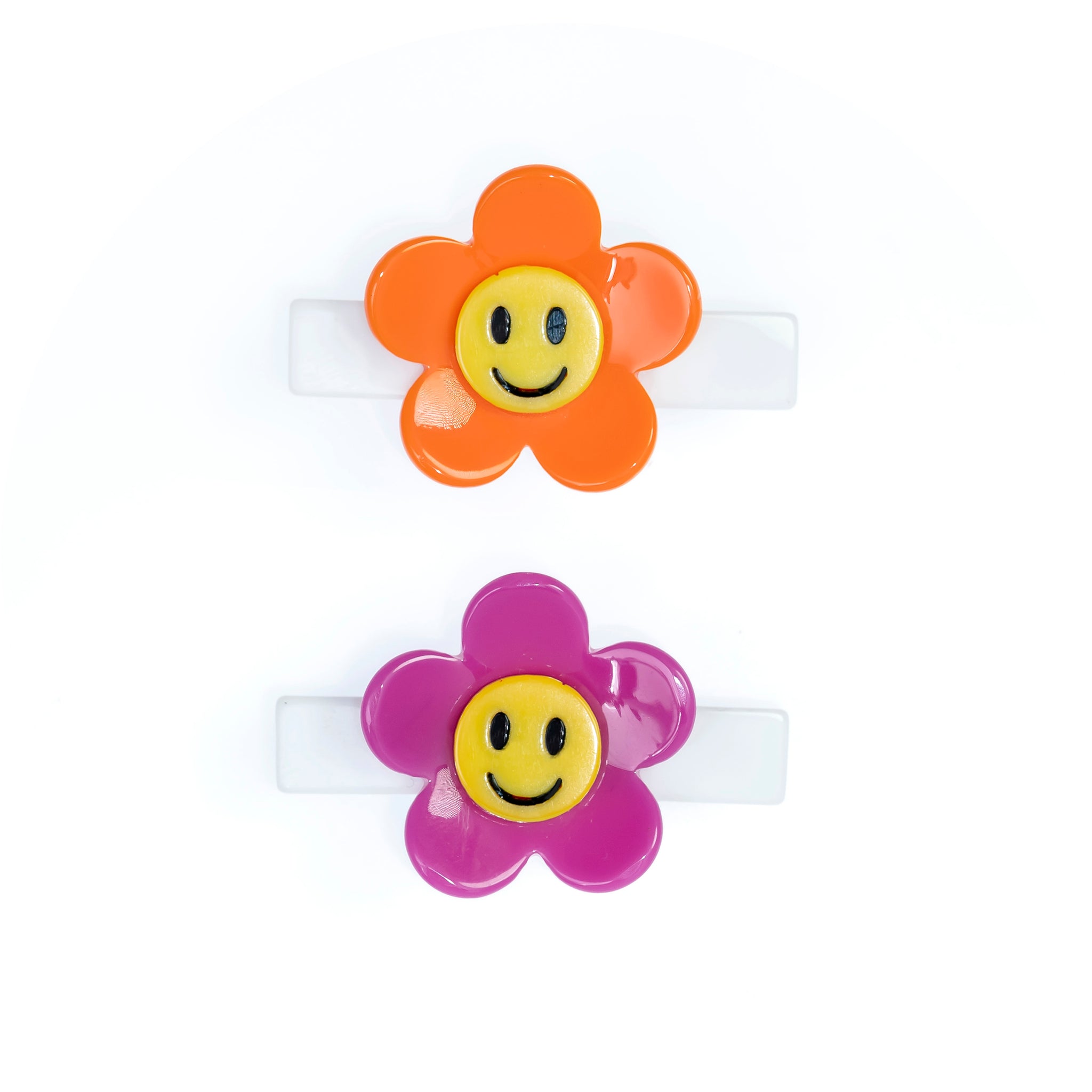 Happy Flower Orange w/ Fuchsia Alligator Clips