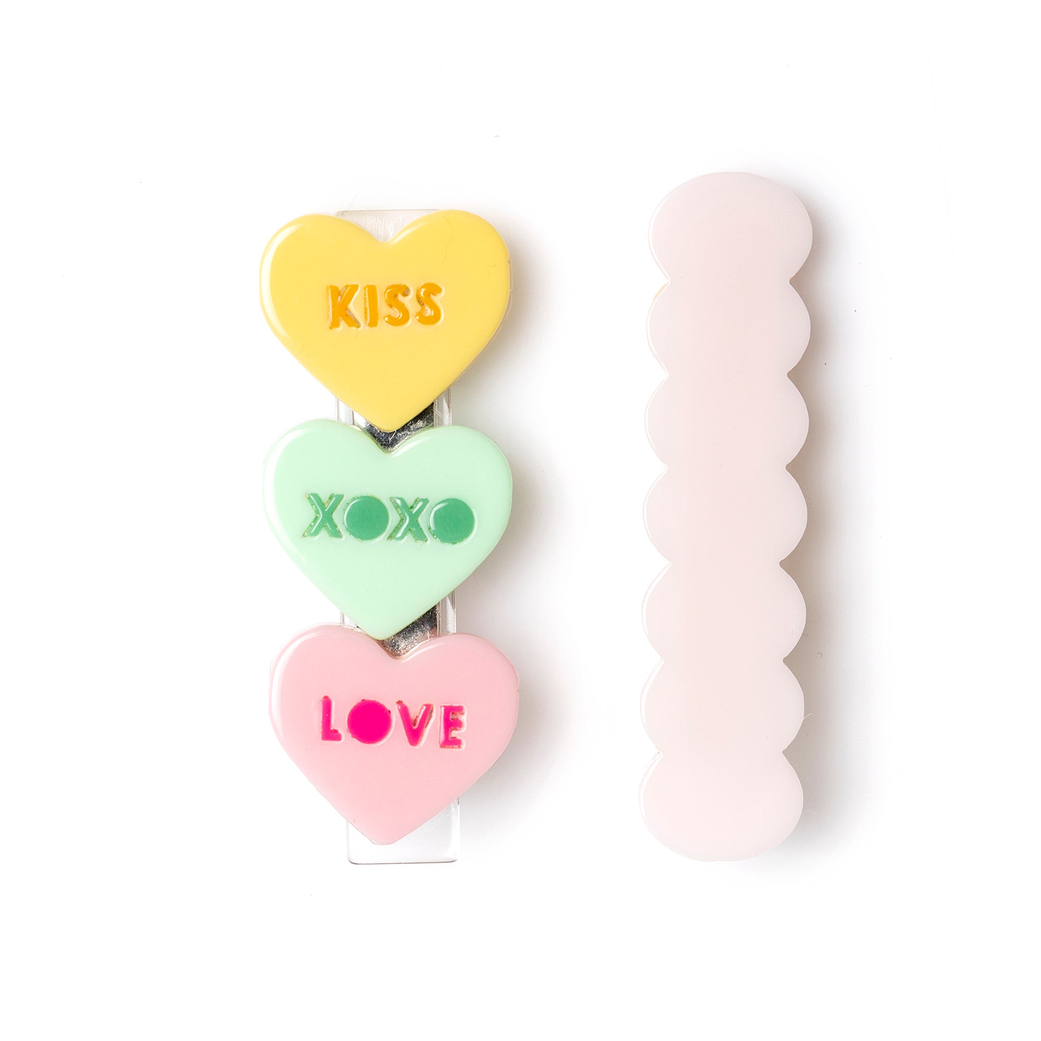Multi Candy Heart Pastel Shades Hair Clips
