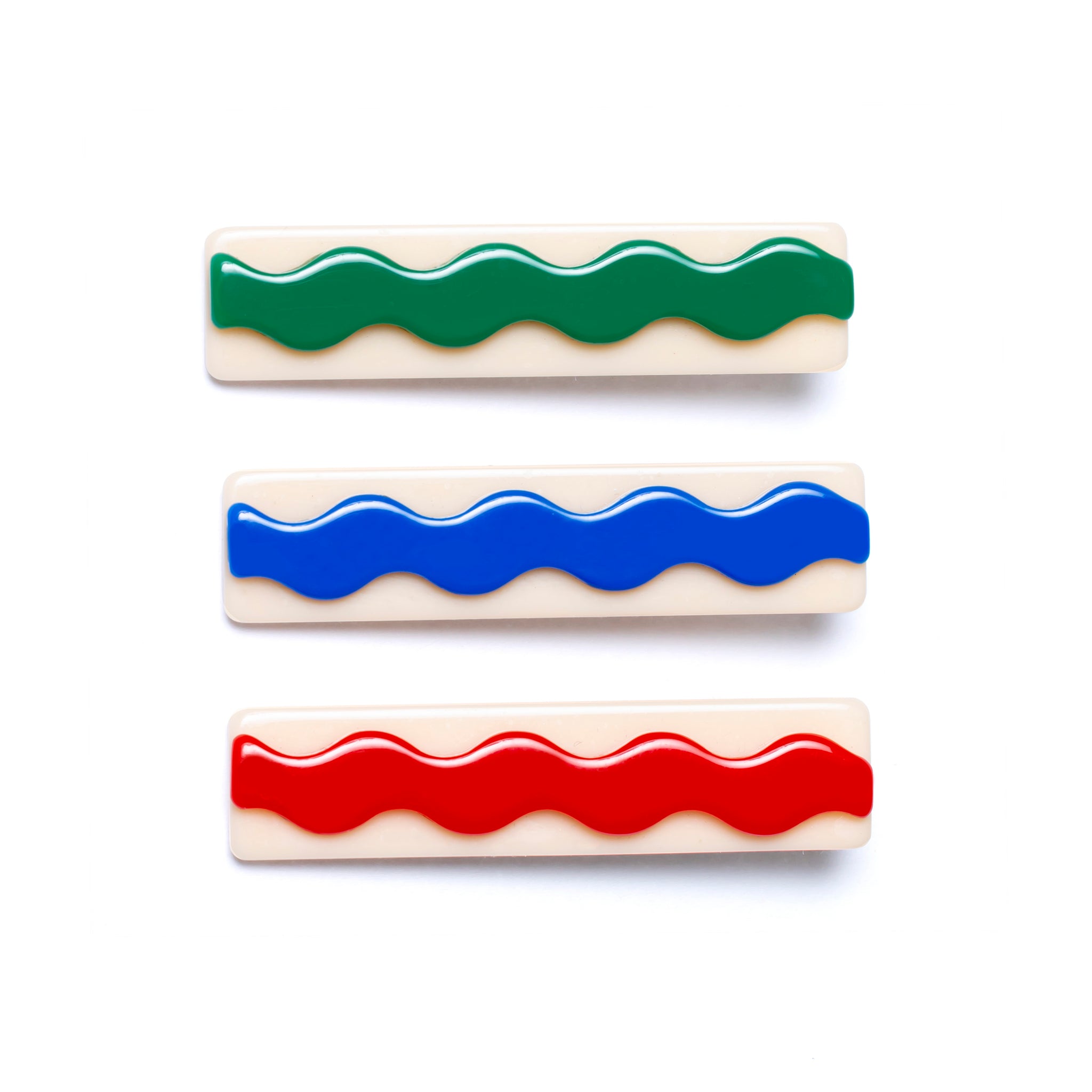 Ric-Rac Red+Royal Blue+Green Alligator Clips (set of 3)