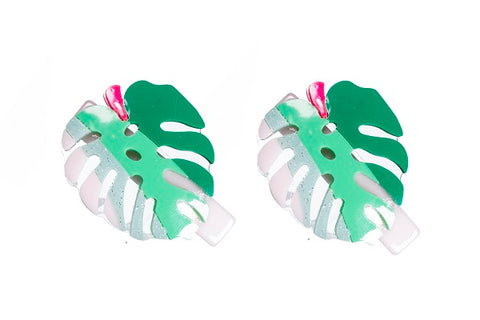 Tropical Leaf Hair Clips -  Lilies & Roses NY