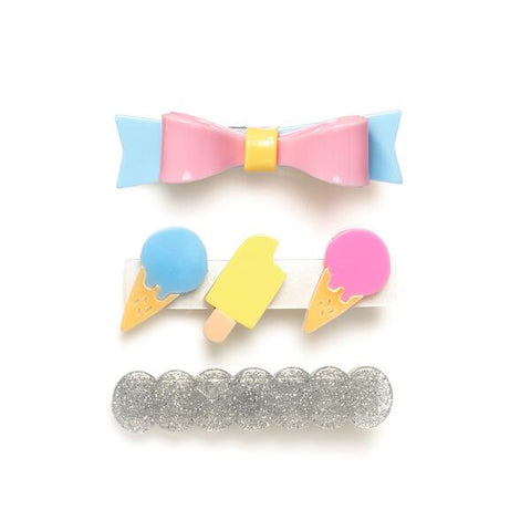 Three Combo Color Block Bow Tie Summer Treats Alligator Clip