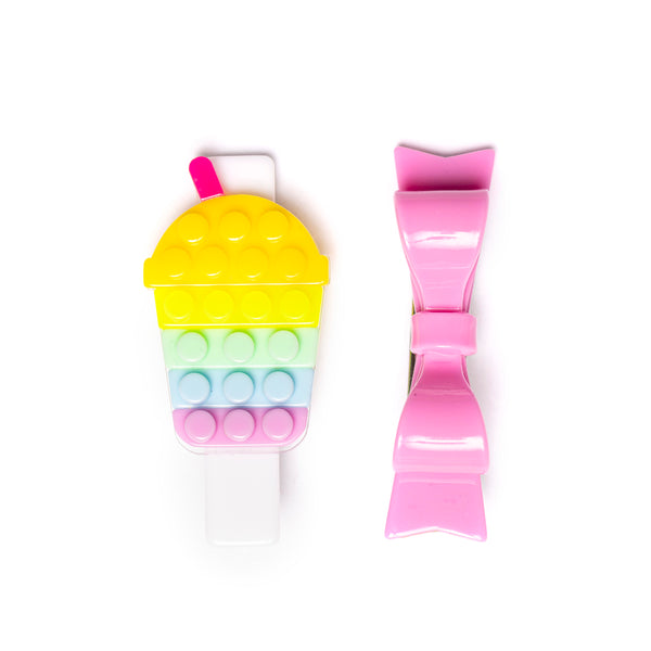 Playful Bubble Tea + Bowtie Pastel Shades Alligator Clips
