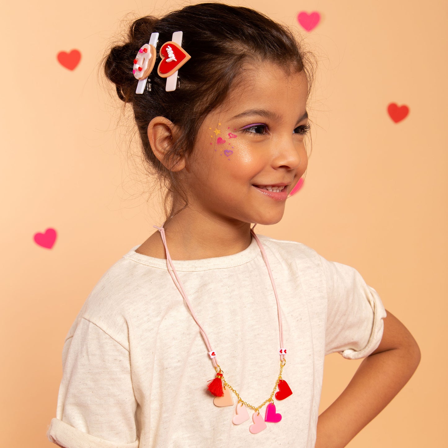 VAL-Multi Hearts Pink Shades Necklace