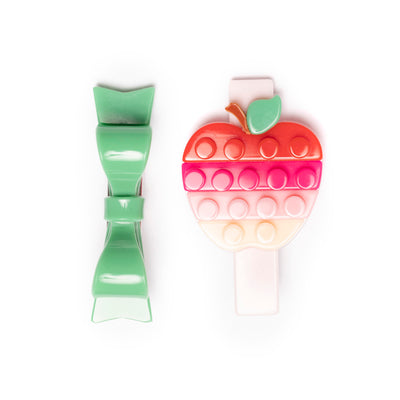 Playful Apple Pink Shades & Bowtie Green Hair Clips -BTS