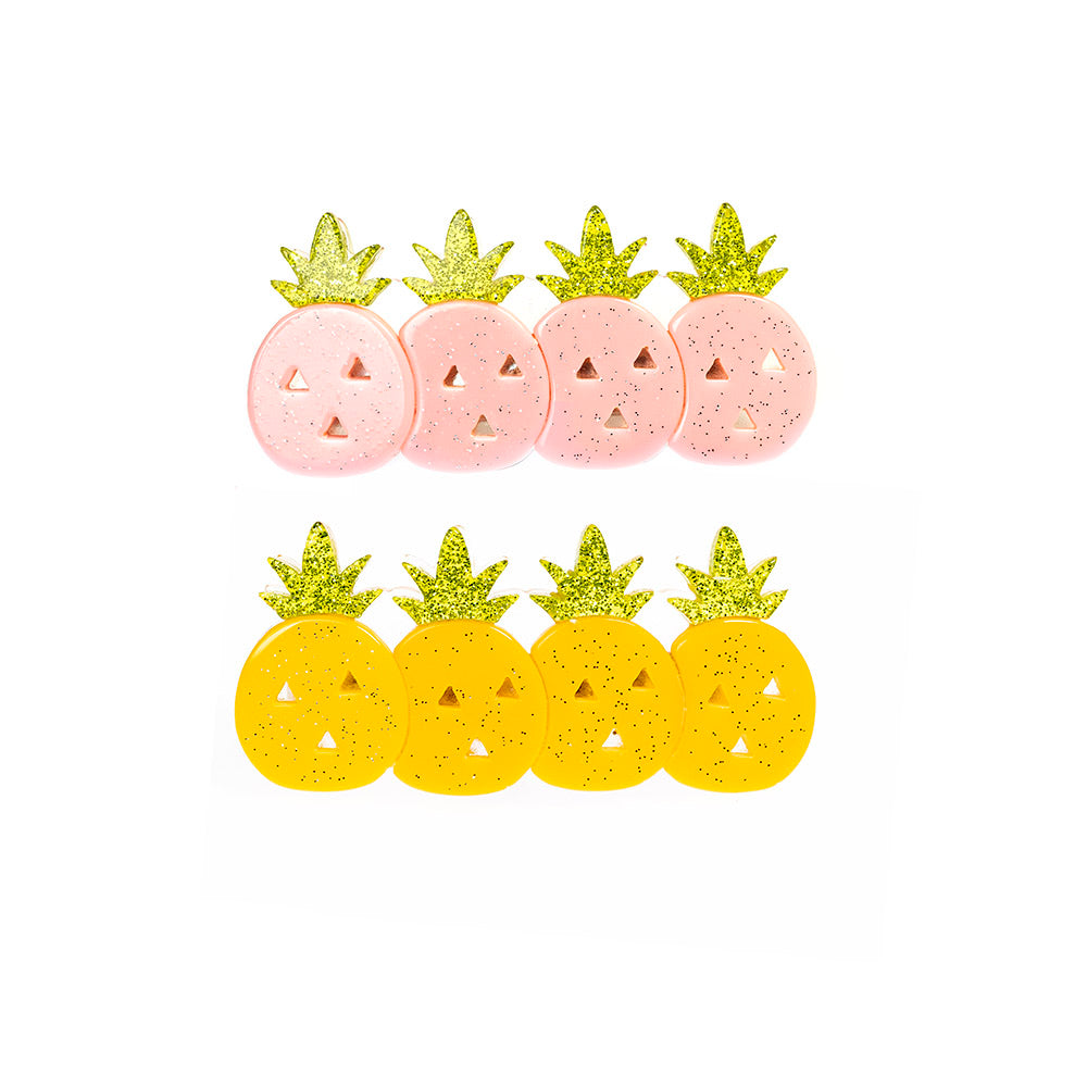 Multi Pineapple Pink Yellow Alligator Clips
