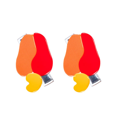 Cashew Fruit Neon Orange Alligator Clips (Pair)