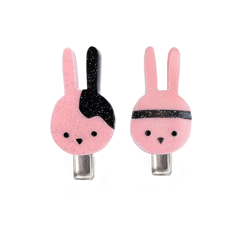 Bunny Glittery Light Pink Hair Clips