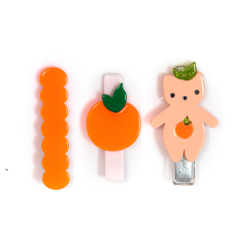Fruit Bear Orange Hair Clips