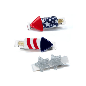 SUM23- Fireworks Red & Blue Alligator Clips