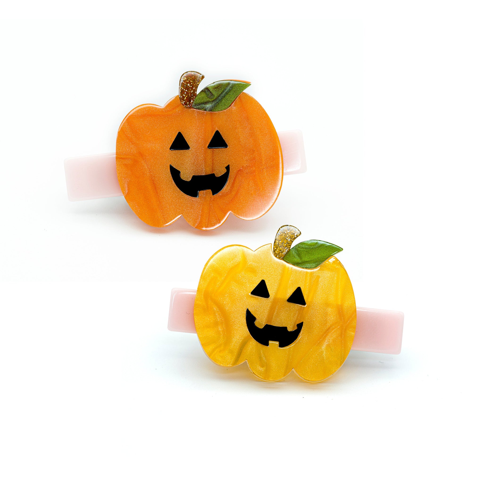 HAL23- Double Pumpkin Pearlized Alligator Clips