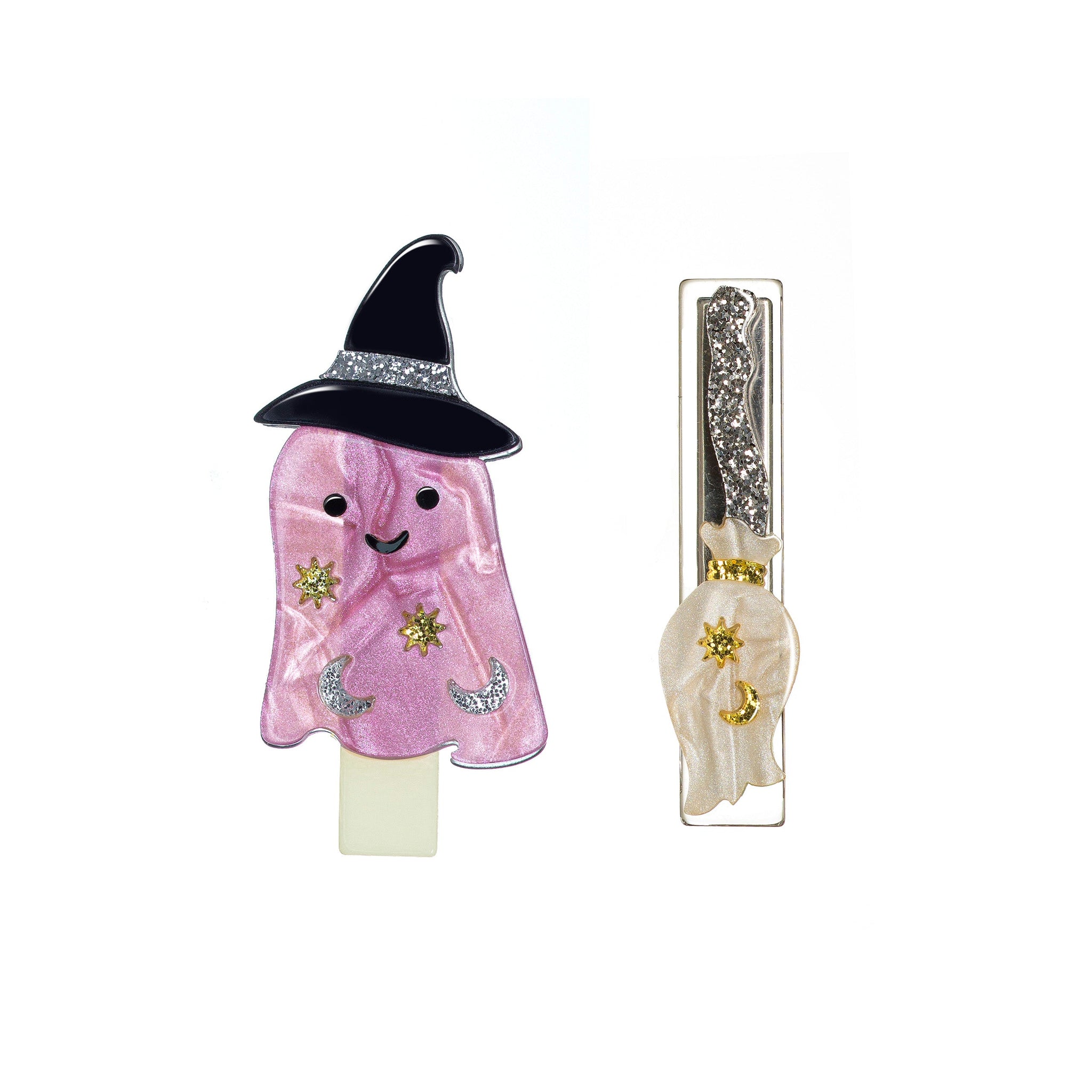 HAL23- Ghost Pink & Broom Pearlized Alligator Clips