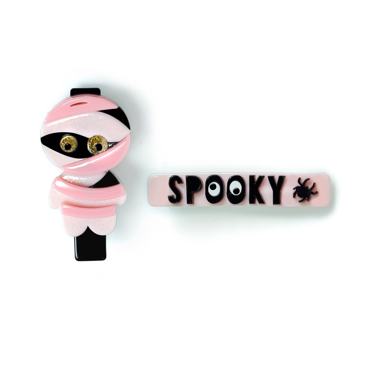 Spooky Mummy Pink Alligator Clips