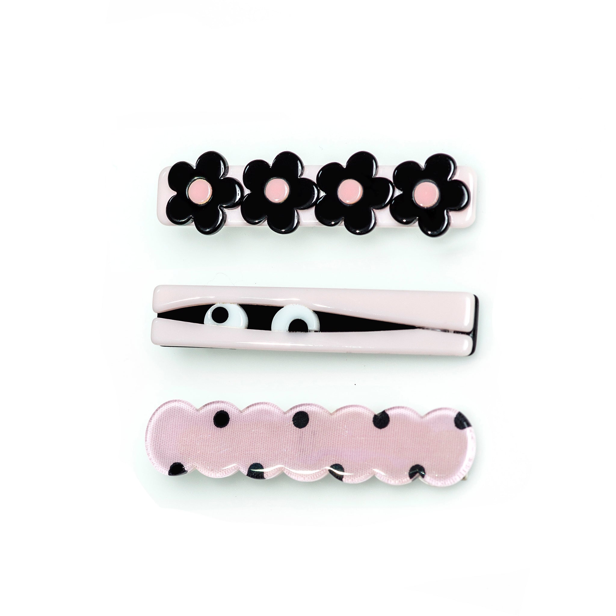 Three Combo Spooky Mummy Pink+Black Alligator Clips