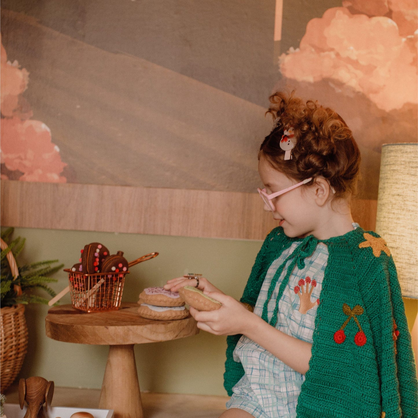 Snowman Wave Red Hair Clips -HOL