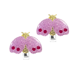 Moth Glitter Lt Pink Alligator Clip