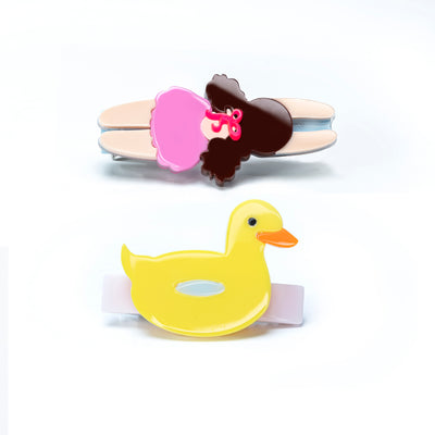 SUM23 - Swimming Girl & Duck Float Alligator Clip