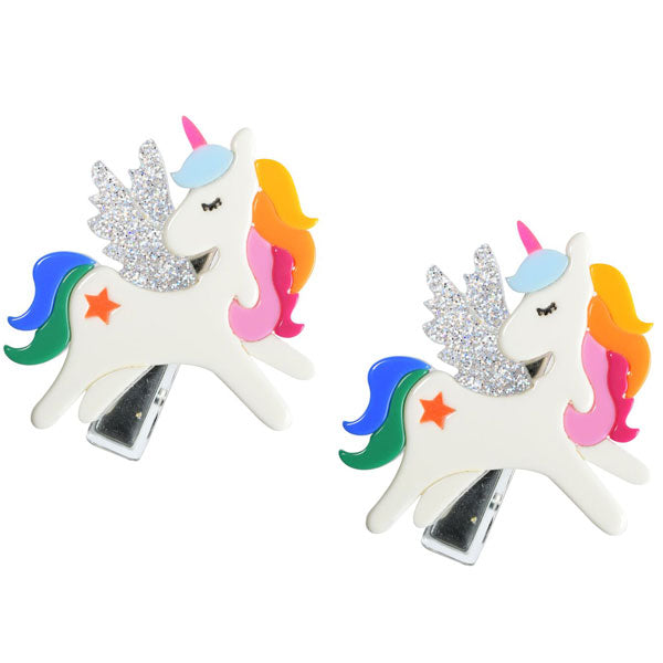 Winged Unicorn Hair Clips -  Lilies & Roses NY