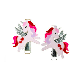 VAL-Unicorn Valentine's Red/Pink Alligator Clips