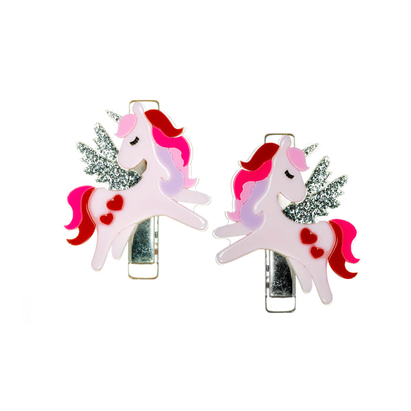 VAL-Unicorn Valentine's Red/Pink Alligator Clips