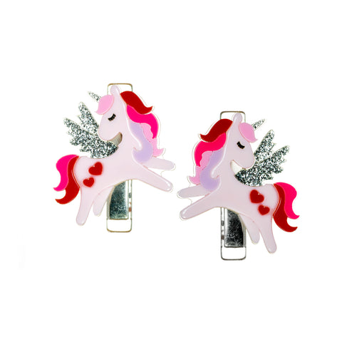 VAL-Unicorn Valentine's Red/Pink Alligator Clips