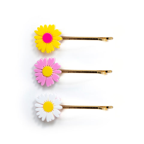 SPR23-Daisy Bobby Pins Yellow/White/Candy Pink
