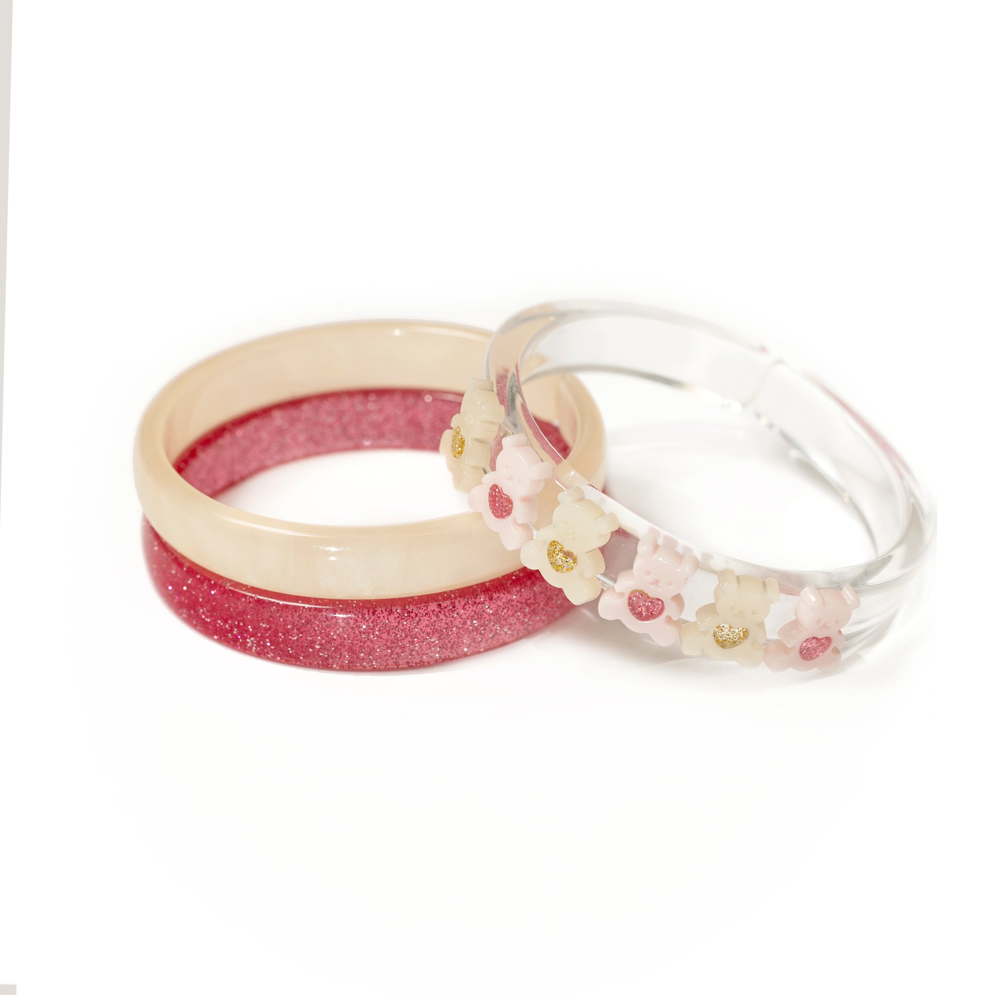 VAL-Multi Bears Pearl Beige+Vintage Pink Bangle Set