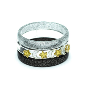HAL23- Celestial Glitter Star & Moon Bracelet Set