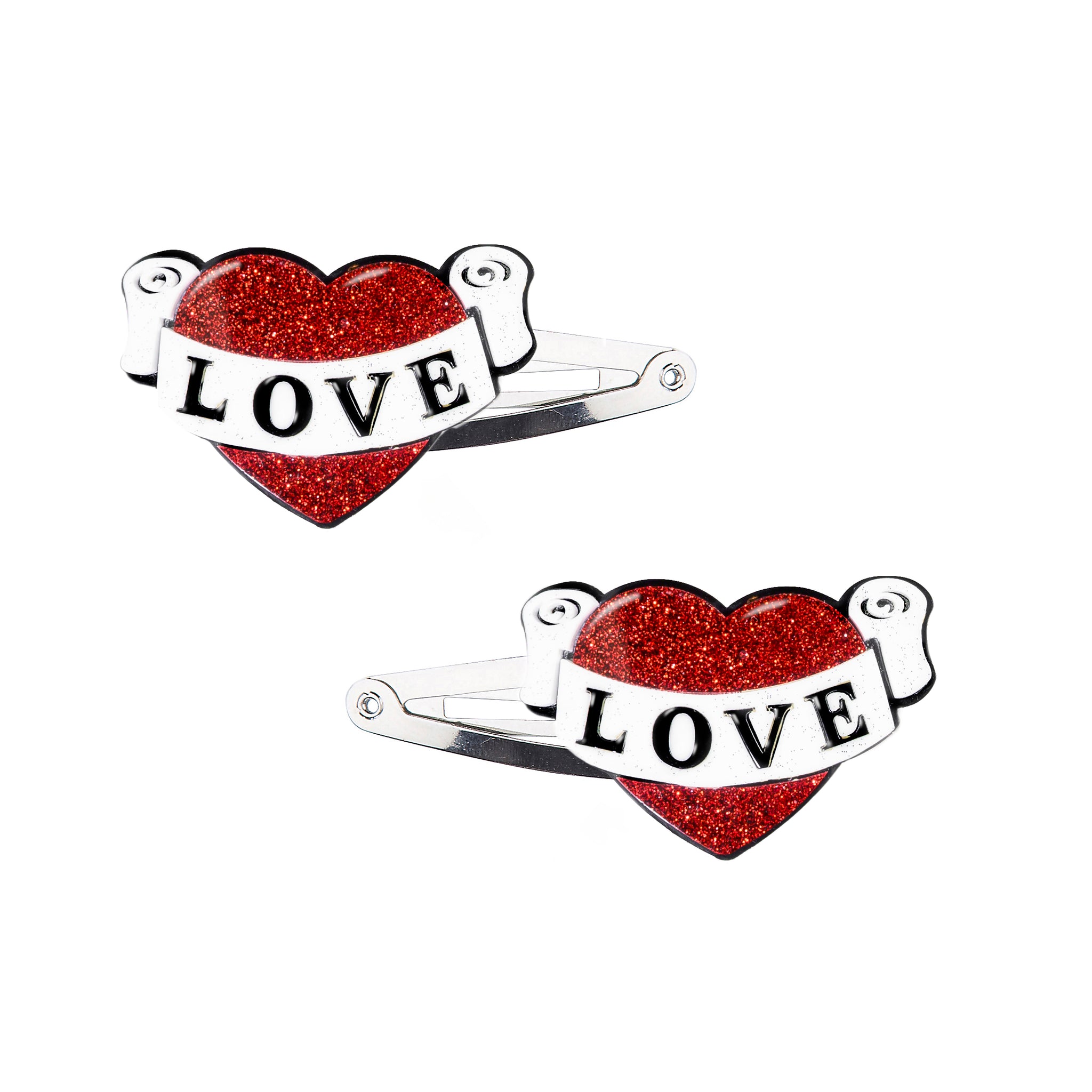 Vintage Heart Snap Clips -  Lilies & Roses NY