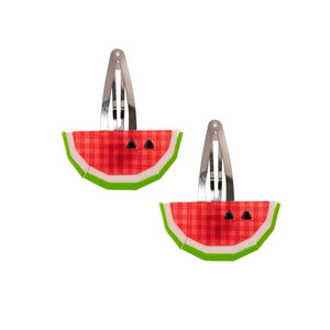 Watermelon Red Plaid Snap Clip